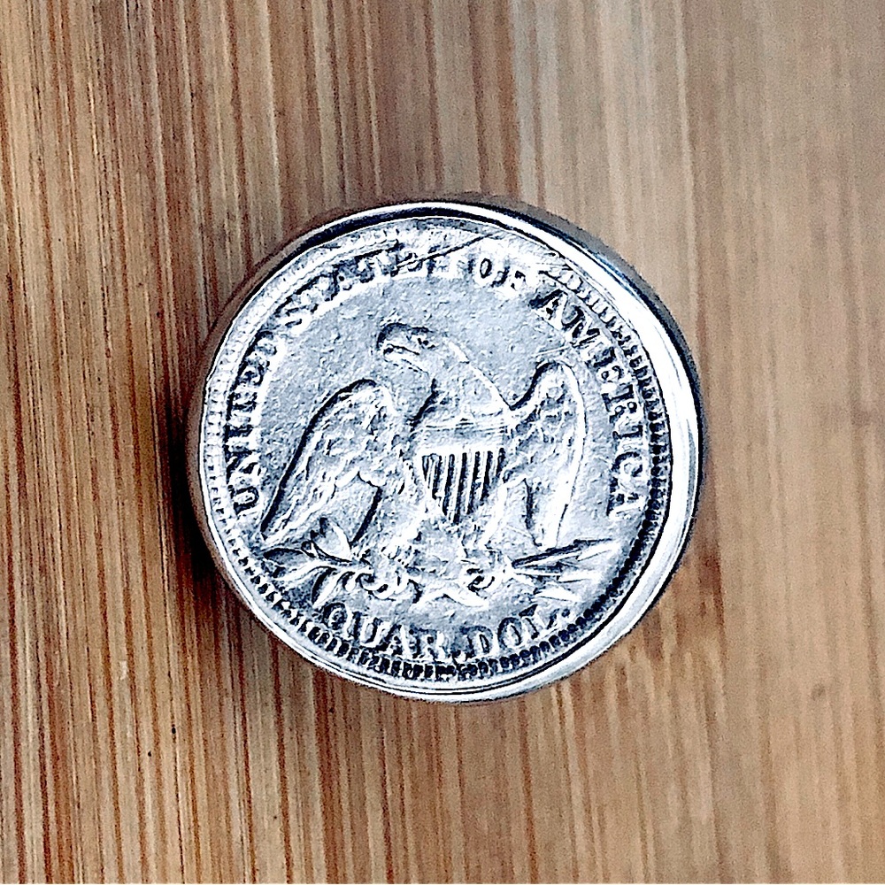 $126  Vintage Sitting Liberty & Sterling Estate Cufflinks  Dates - 1856 & 1858 - Picture 5 of 9